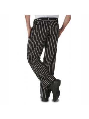 Pro Stripe Black & White Workwear Chef Trousers 